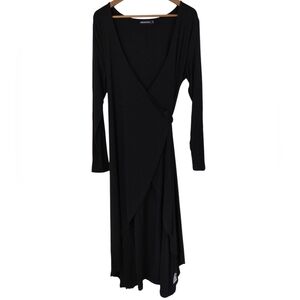 Emmy Deveaux Wrap Dress Black Size XL Slinky Classic Capsule Designer Neutral